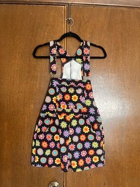 Vintage bright floral shortalls